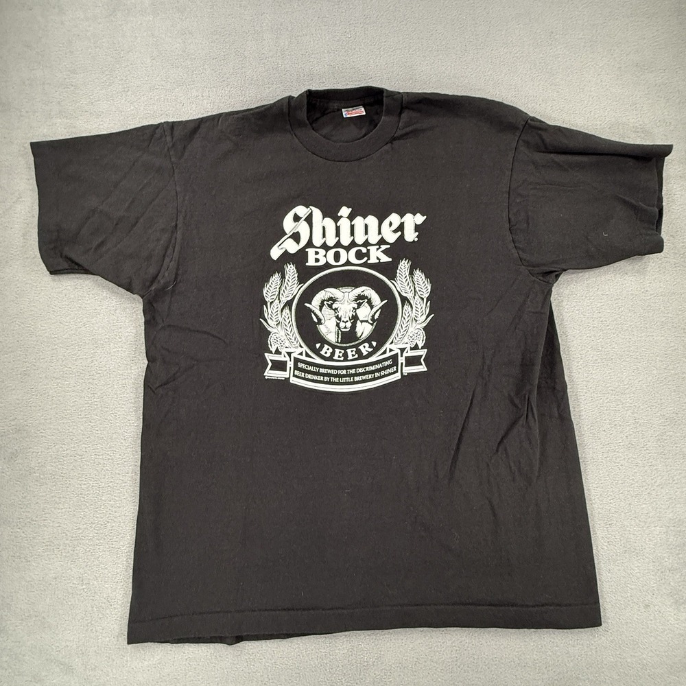 Vintage‎ Shiner Bock Beer Logo Shirt XL Short Sleeve Tee Single Stitch Black